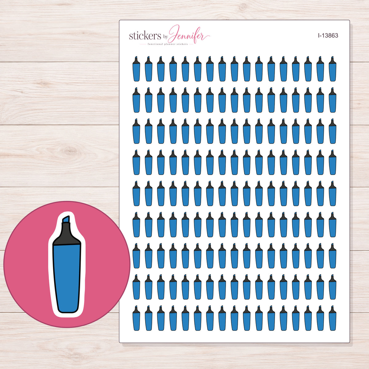 I-13863 planner sticker sheet with enlarged sticker detail