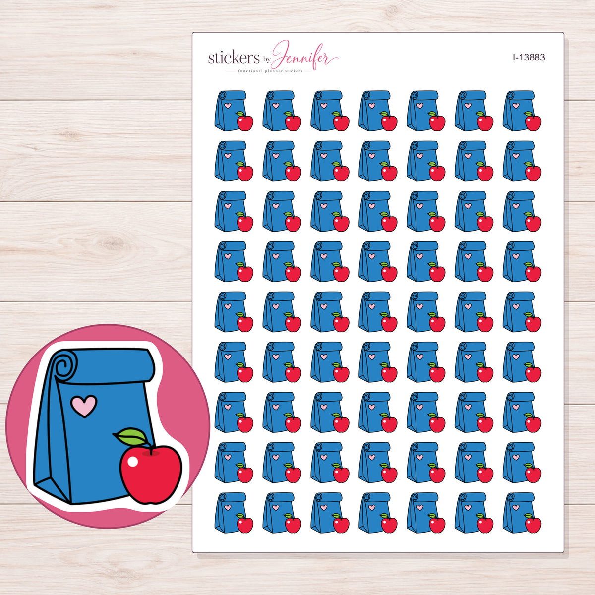 I-13883 planner sticker sheet with enlarged sticker detail
