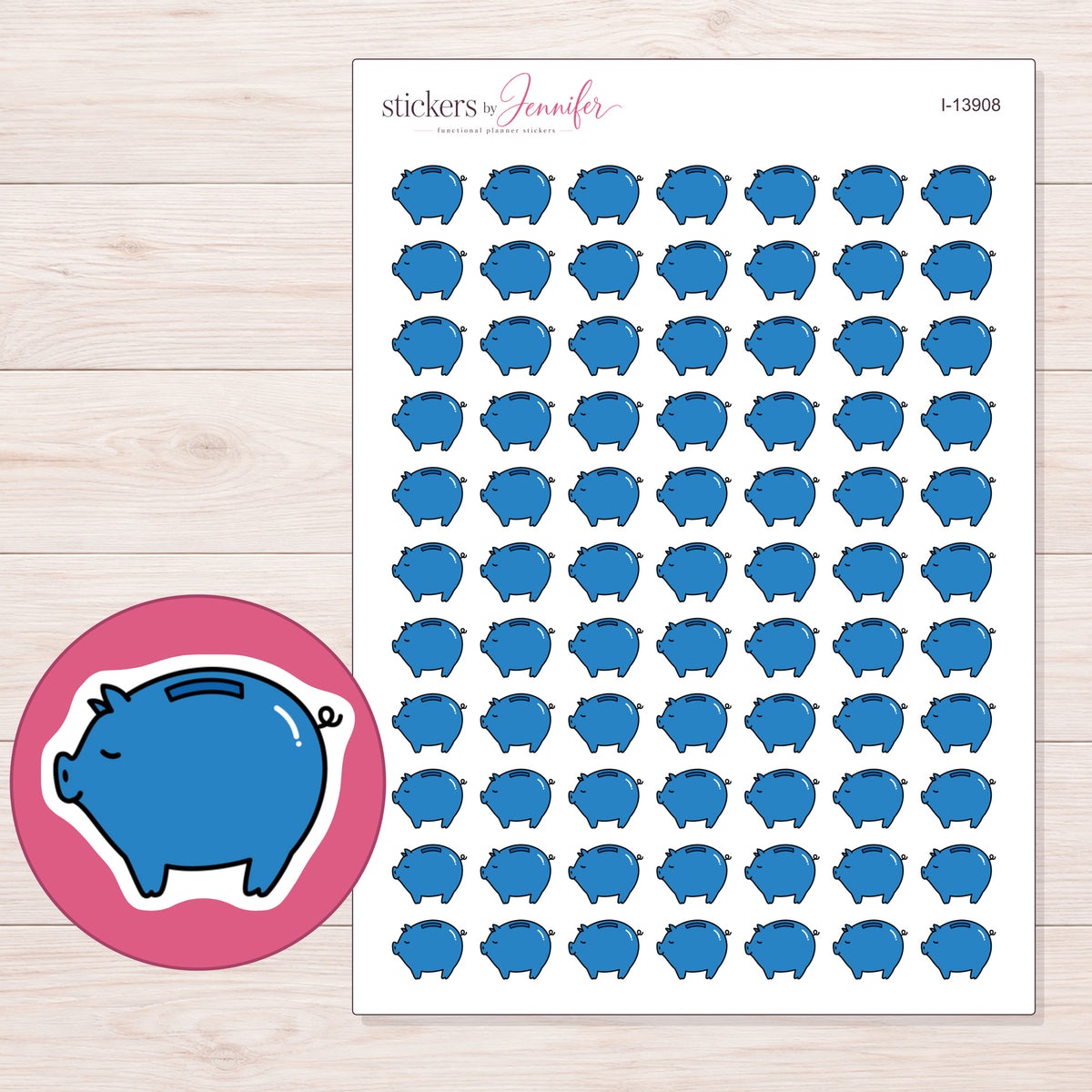I-13908 planner sticker sheet with enlarged sticker detail
