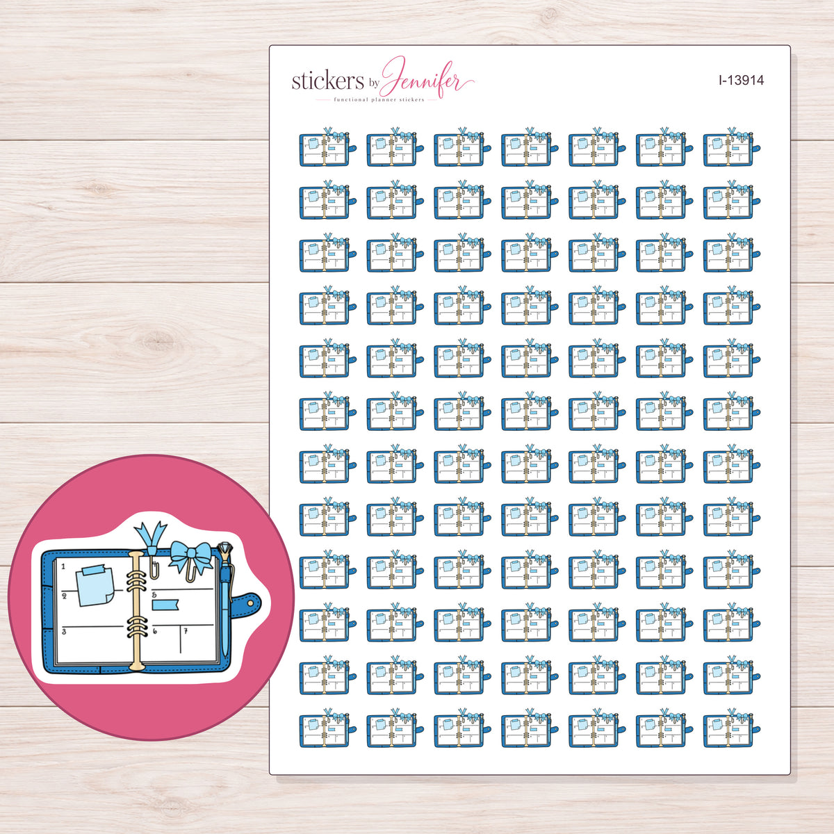 I-13914 planner sticker sheet with enlarged sticker detail
