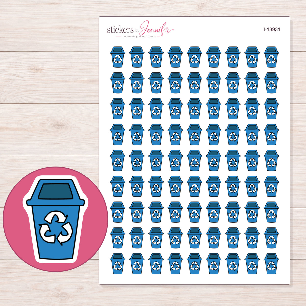 I-13931 planner sticker sheet with enlarged sticker detail