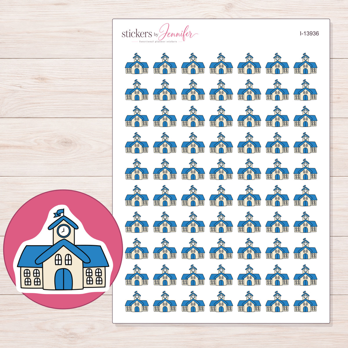 I-13936 planner sticker sheet with enlarged sticker detail
