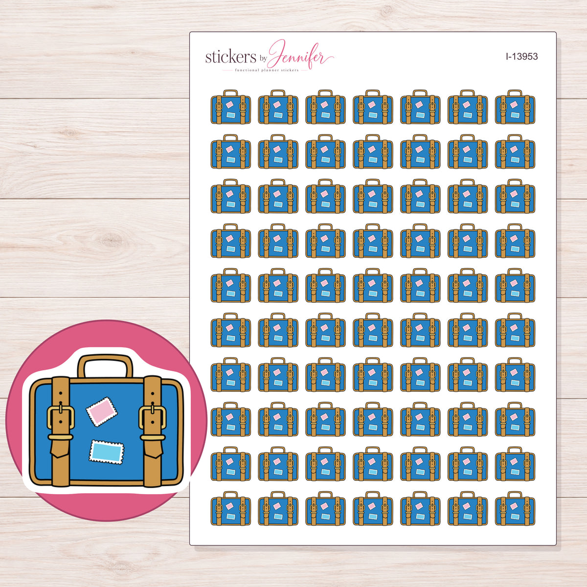 I-13953 planner sticker sheet with enlarged sticker detail