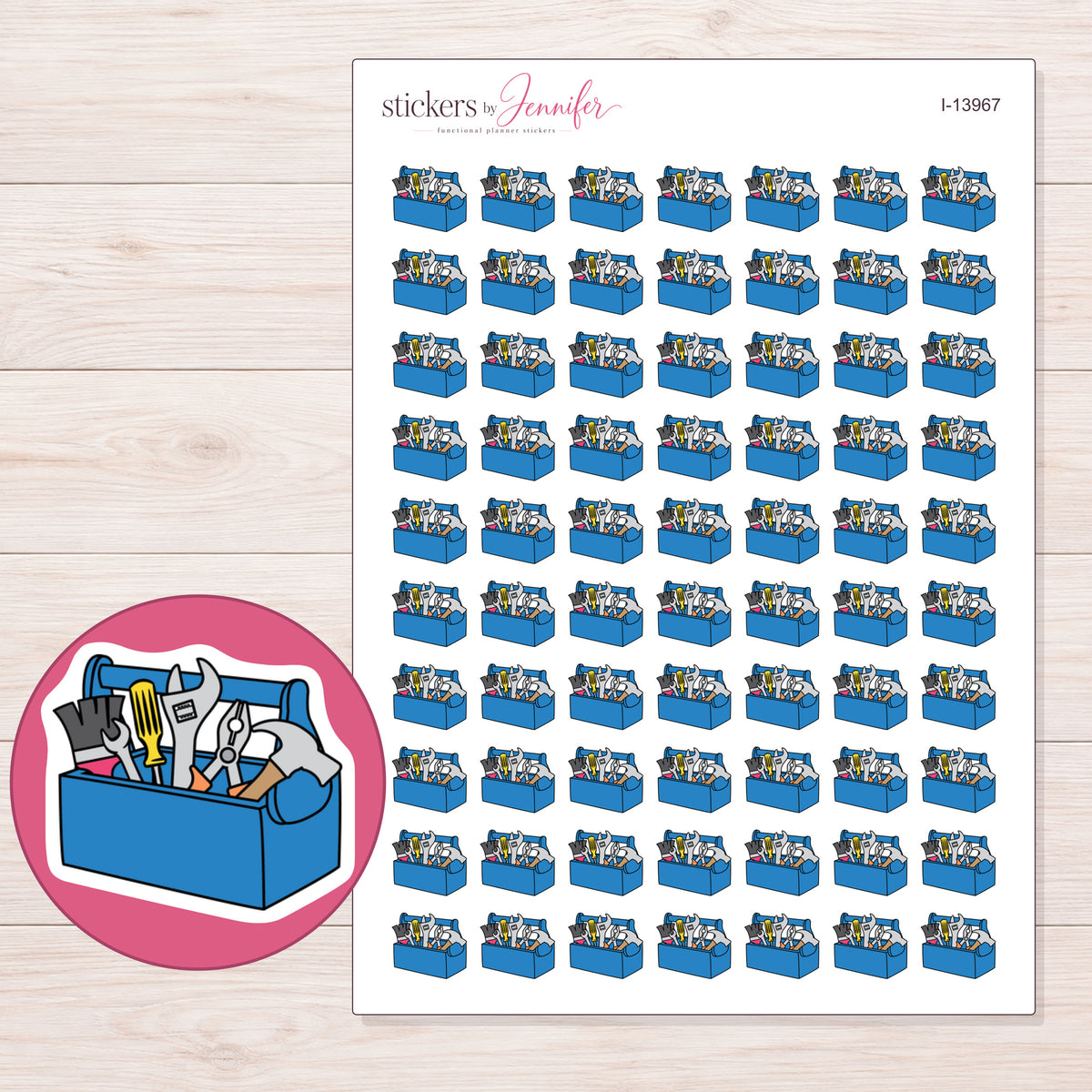 I-13967 planner sticker sheet with enlarged sticker detail