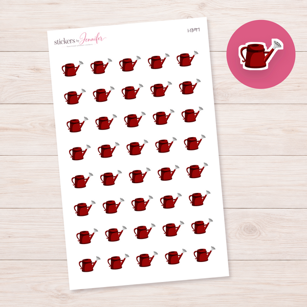 Deep Red Watering Can Planner Stickers | I-1397