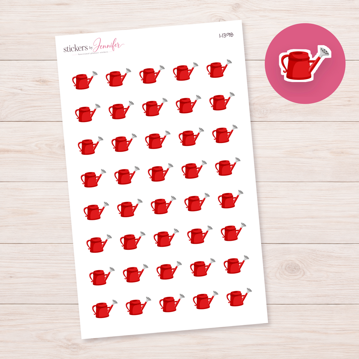 Red Watering Can Planner Stickers | I-1398