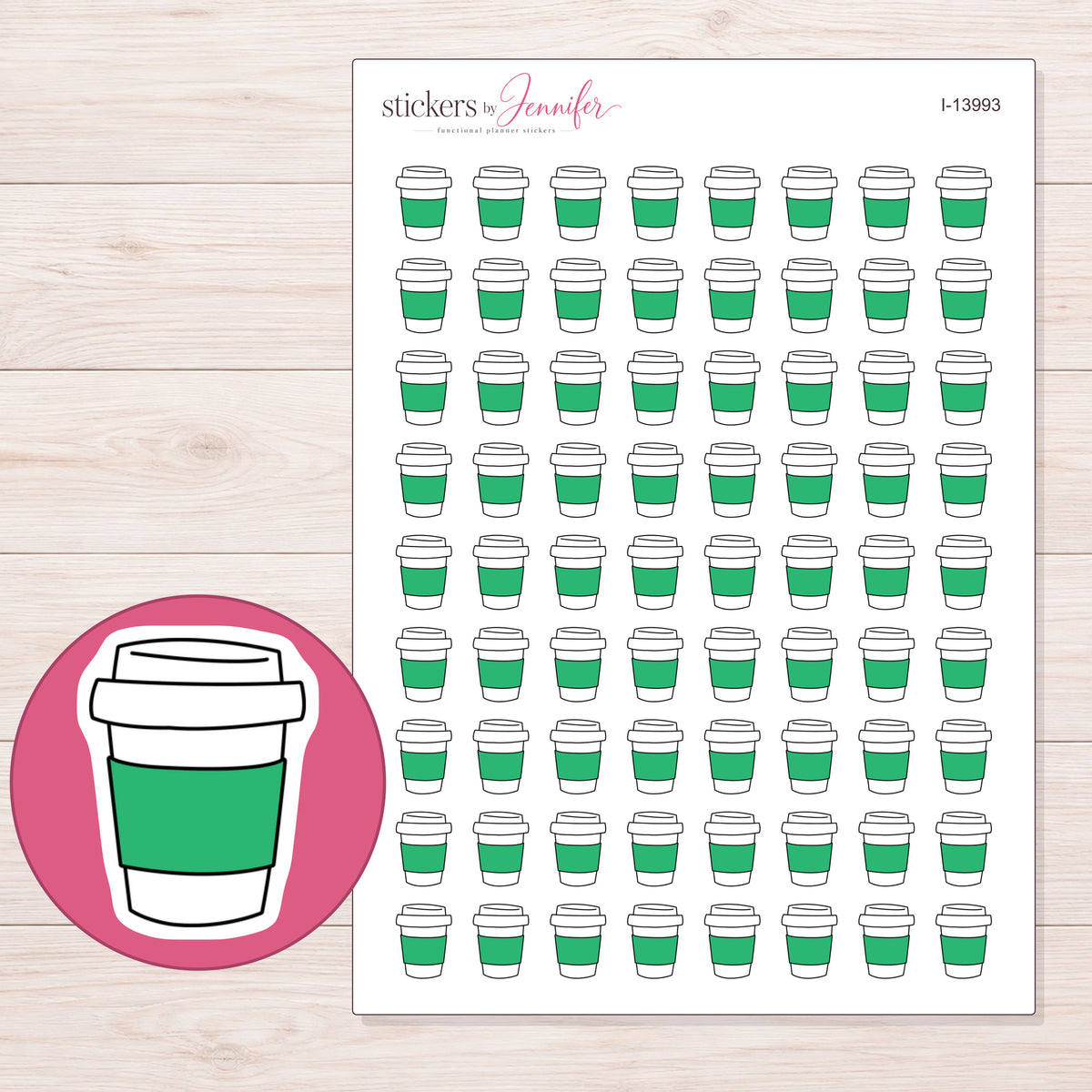I-13993 planner sticker sheet with enlarged sticker detail