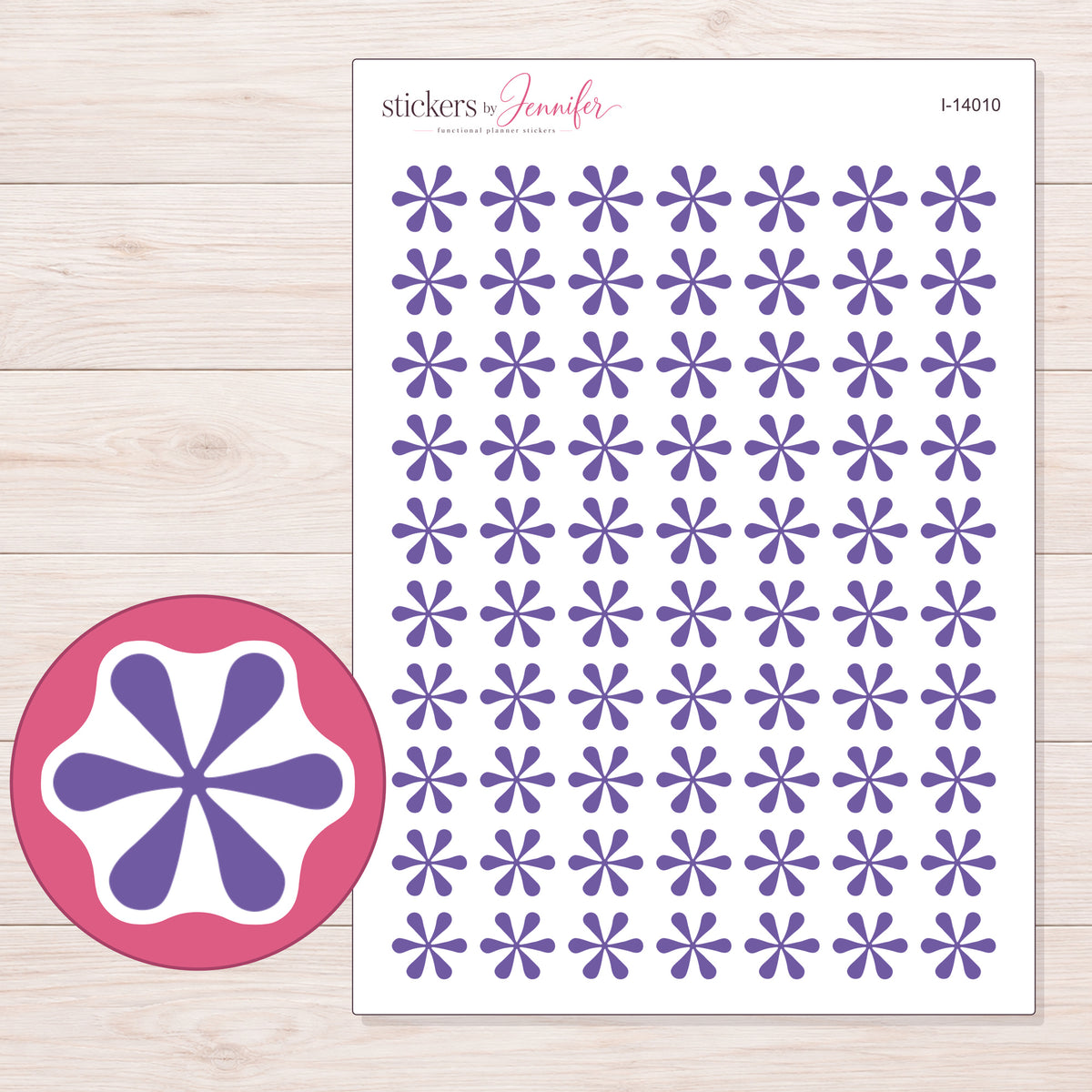 I-14010 planner sticker sheet with enlarged sticker detail