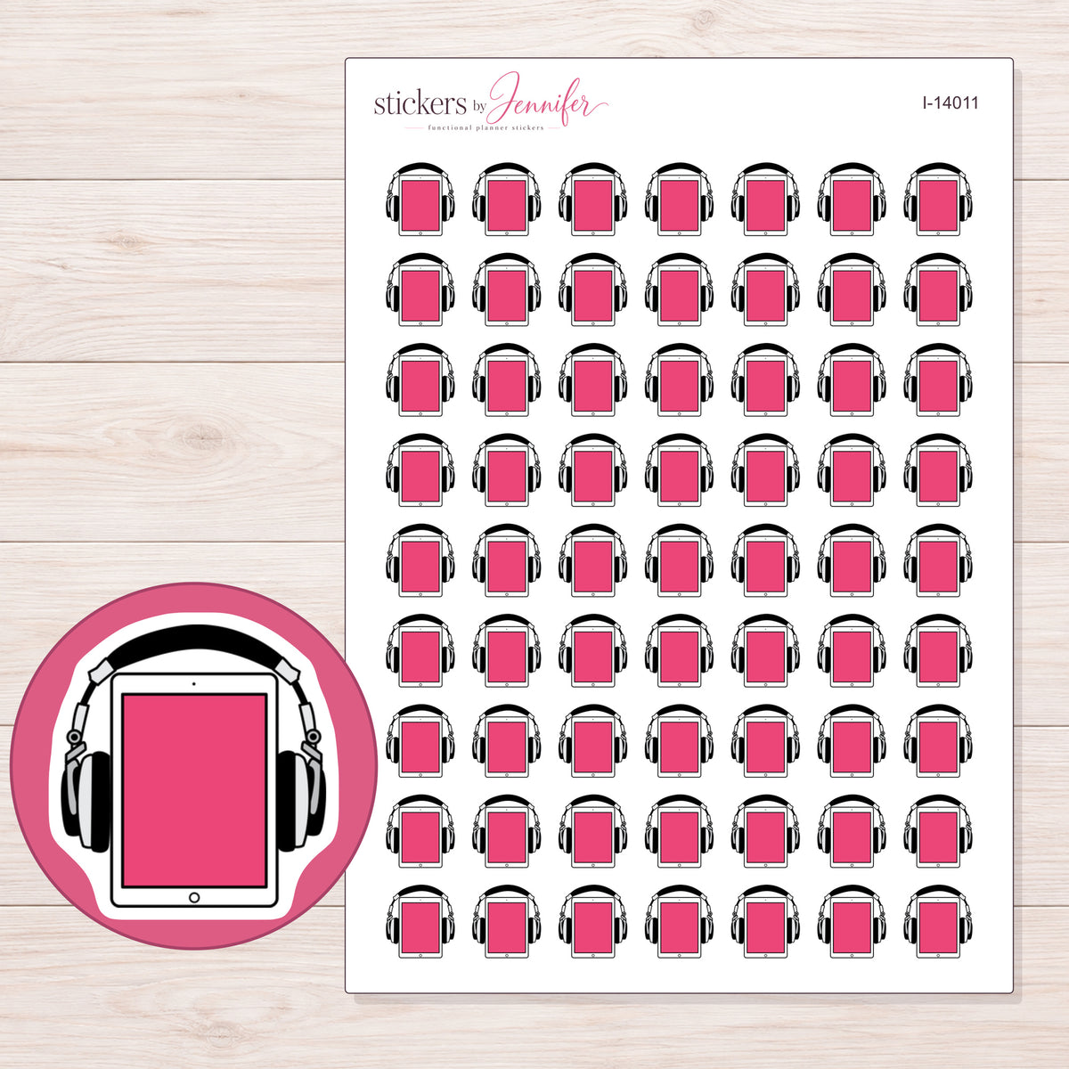 I-14011 planner sticker sheet with enlarged sticker detail