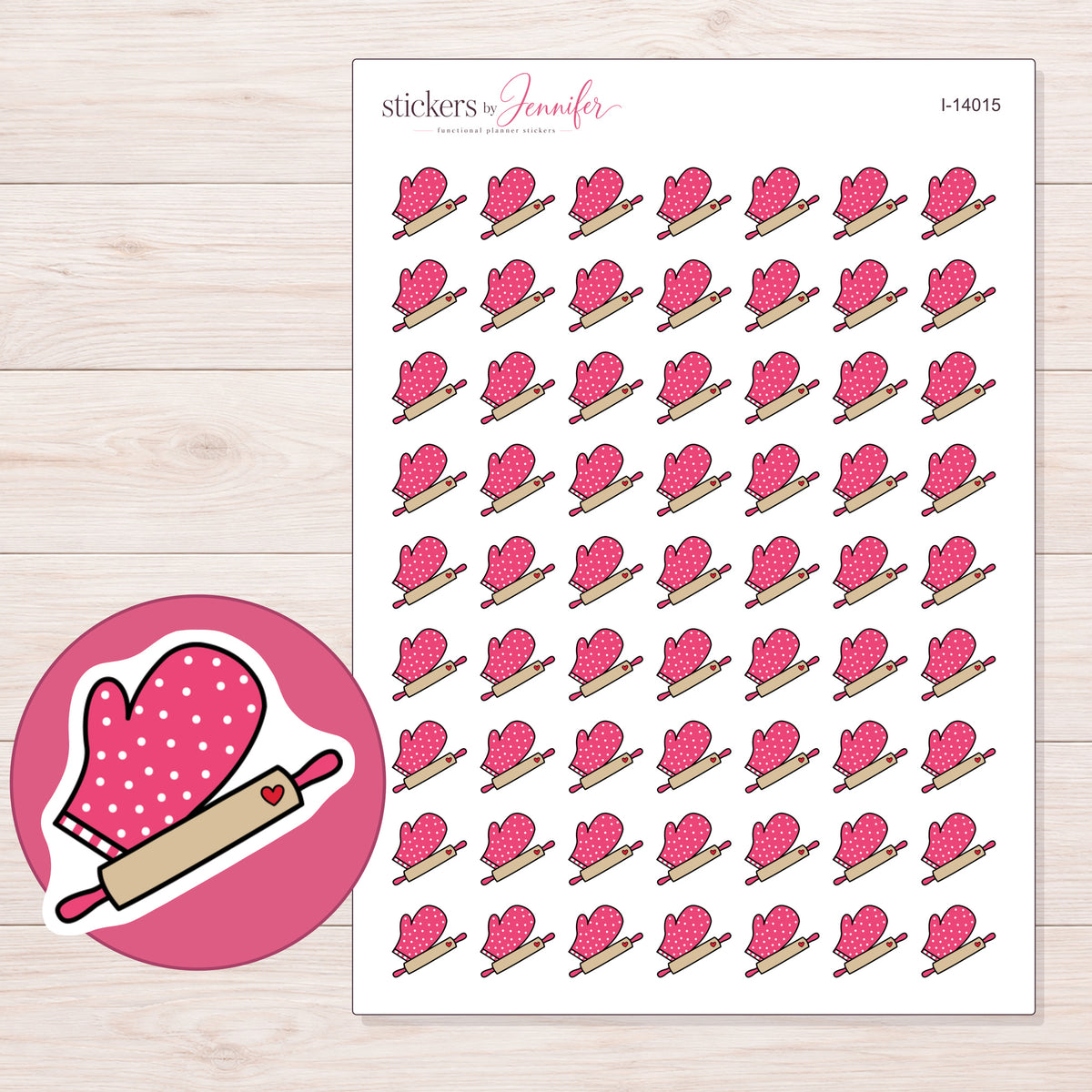 I-14015 planner sticker sheet with enlarged sticker detail