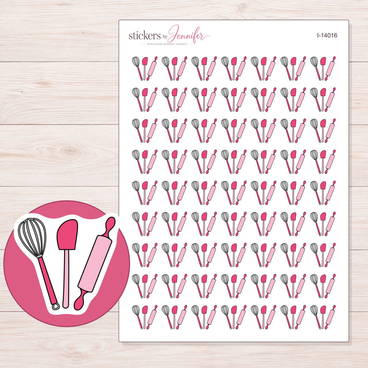 I-14016 planner sticker sheet with enlarged sticker detail