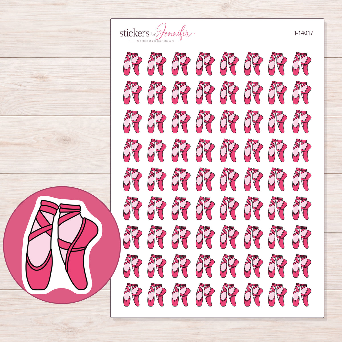 I-14017 planner sticker sheet with enlarged sticker detail