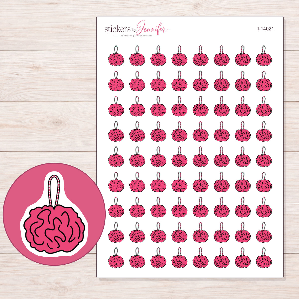 I-14021 planner sticker sheet with enlarged sticker detail