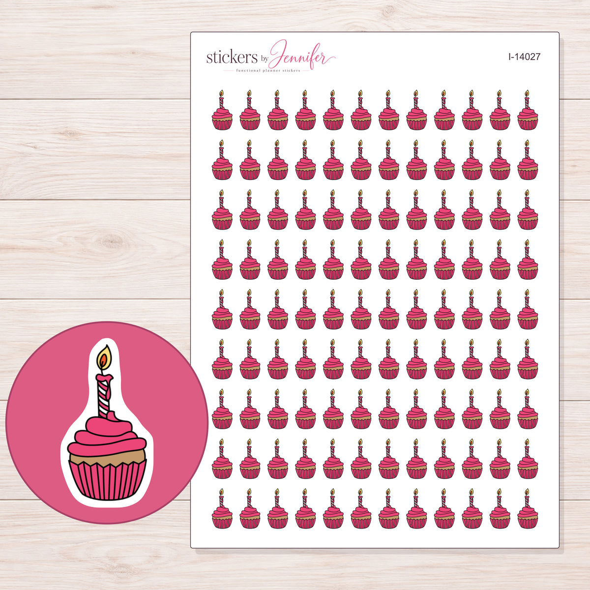 I-14027 planner sticker sheet with enlarged sticker detail
