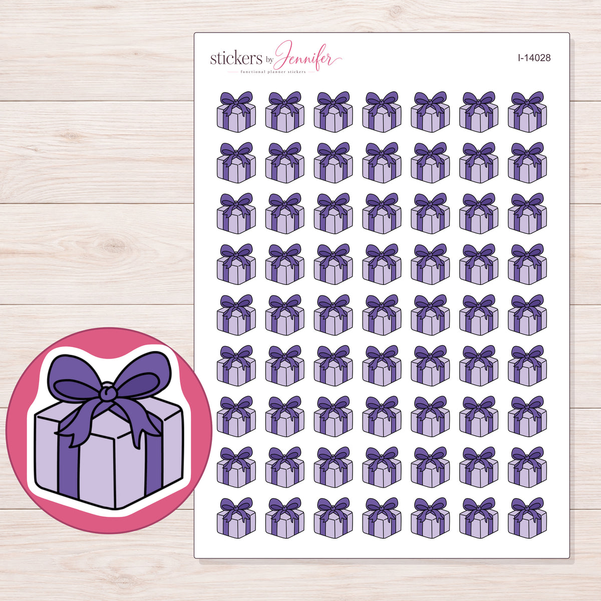 I-14028 planner sticker sheet with enlarged sticker detail