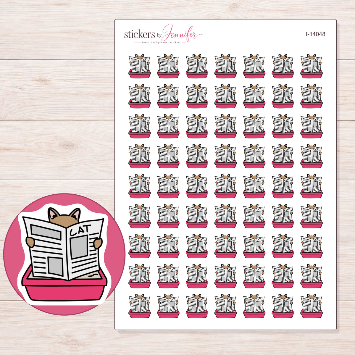 I-14048 planner sticker sheet with enlarged sticker detail