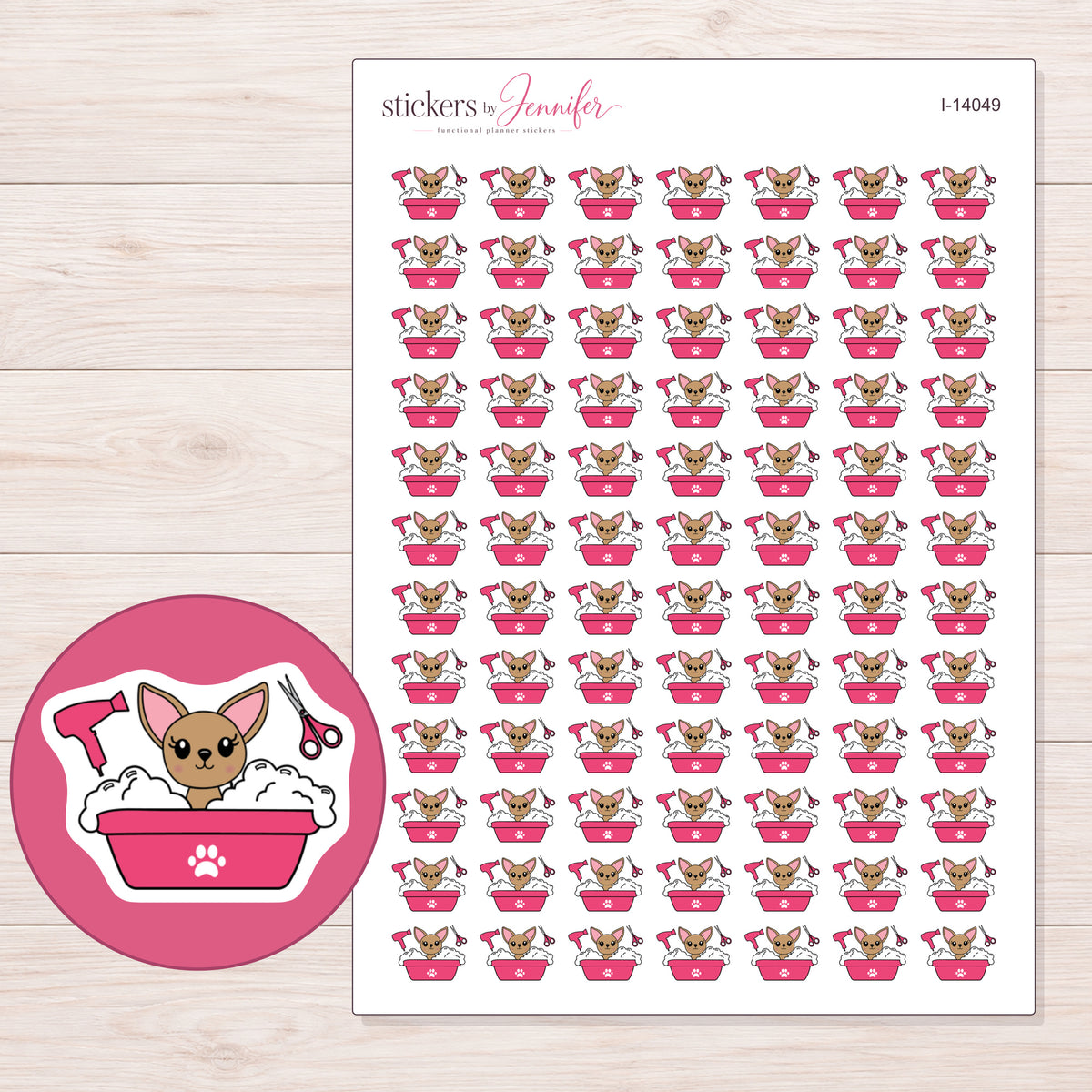 I-14049 planner sticker sheet with enlarged sticker detail