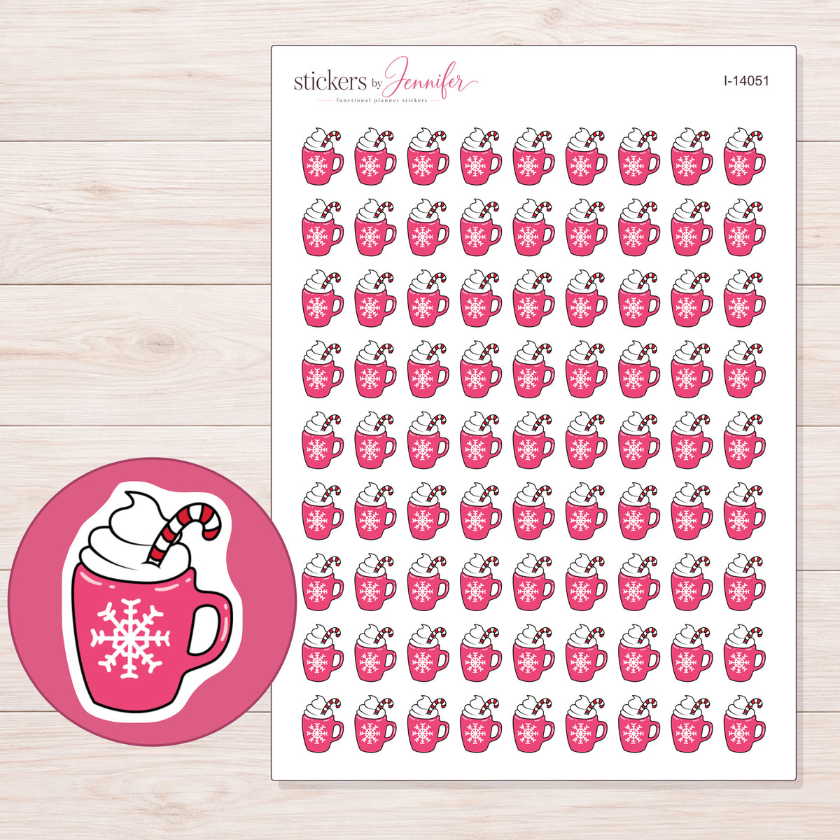 I-14051 planner sticker sheet with enlarged sticker detail