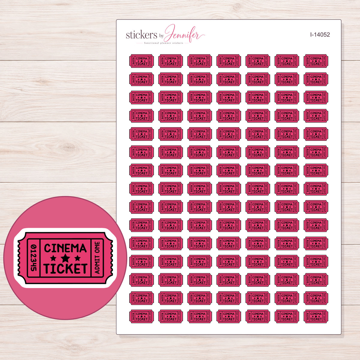 I-14052 planner sticker sheet with enlarged sticker detail