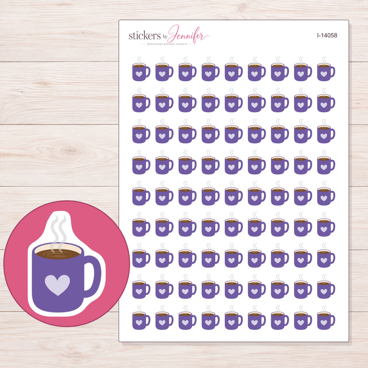 I-14058 planner sticker sheet with enlarged sticker detail