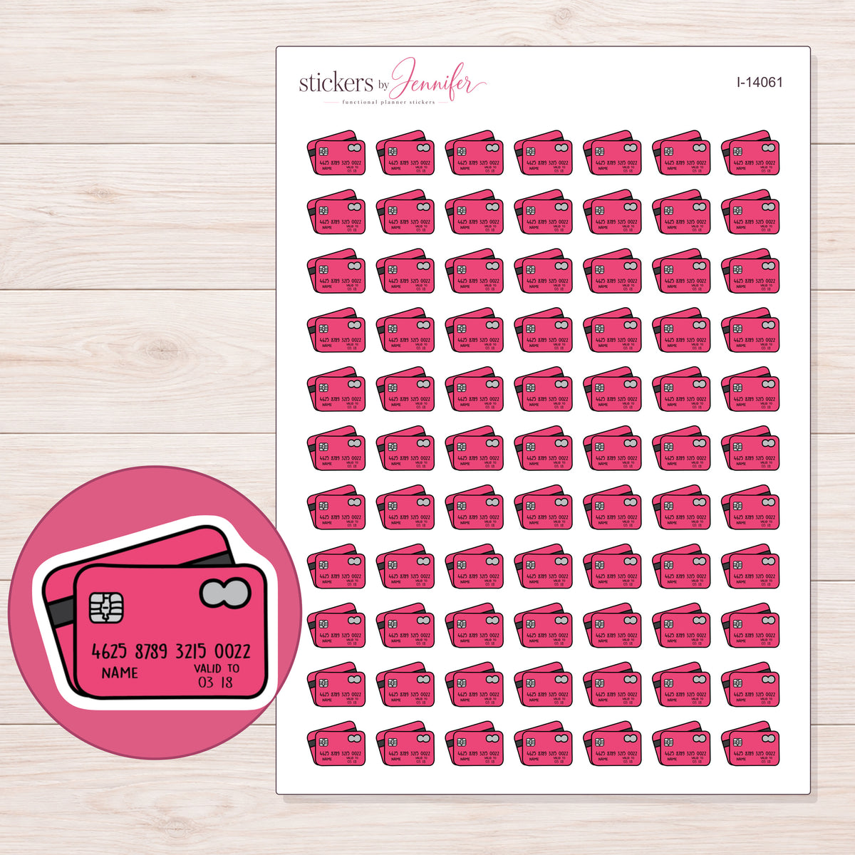 I-14061 planner sticker sheet with enlarged sticker detail