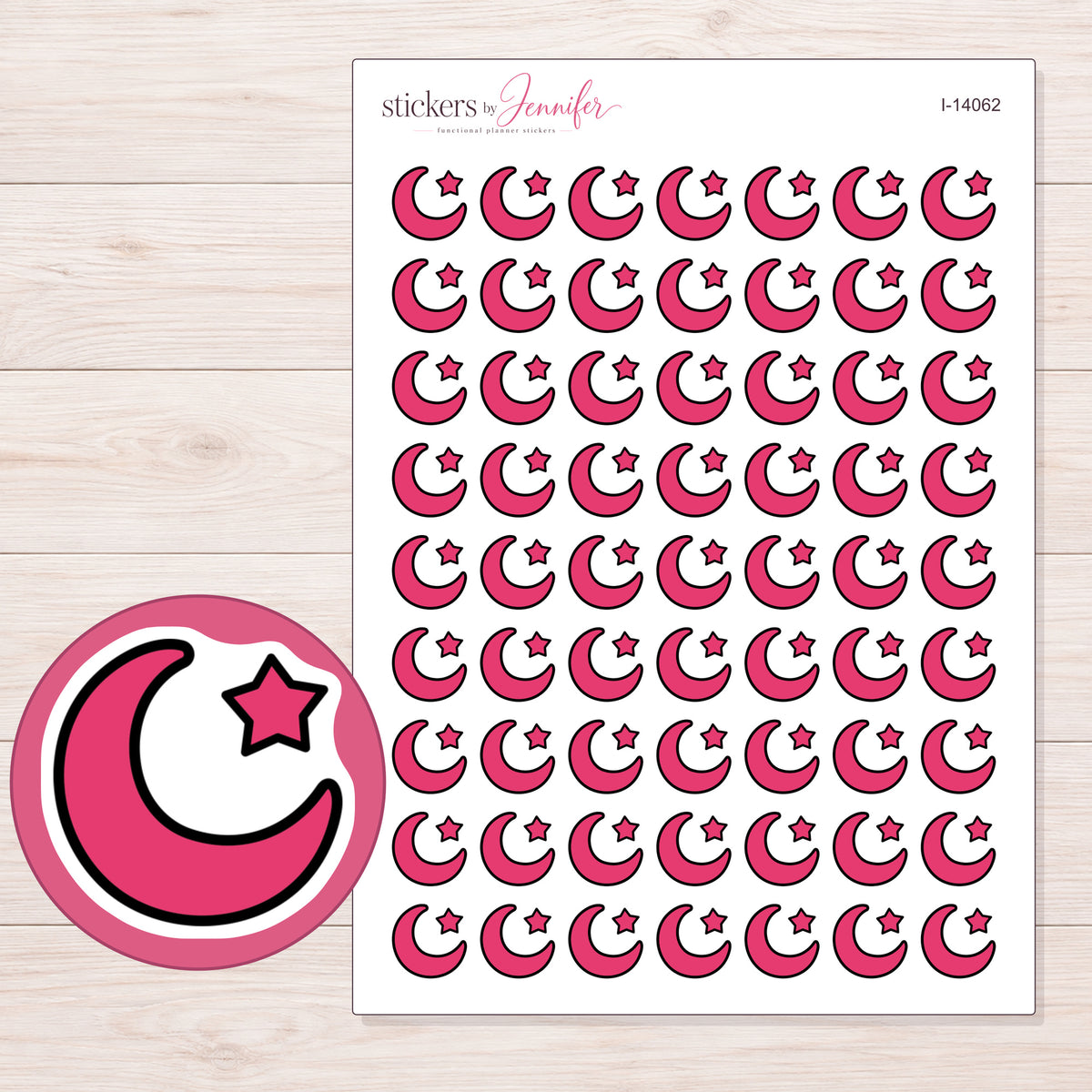 I-14062 planner sticker sheet with enlarged sticker detail