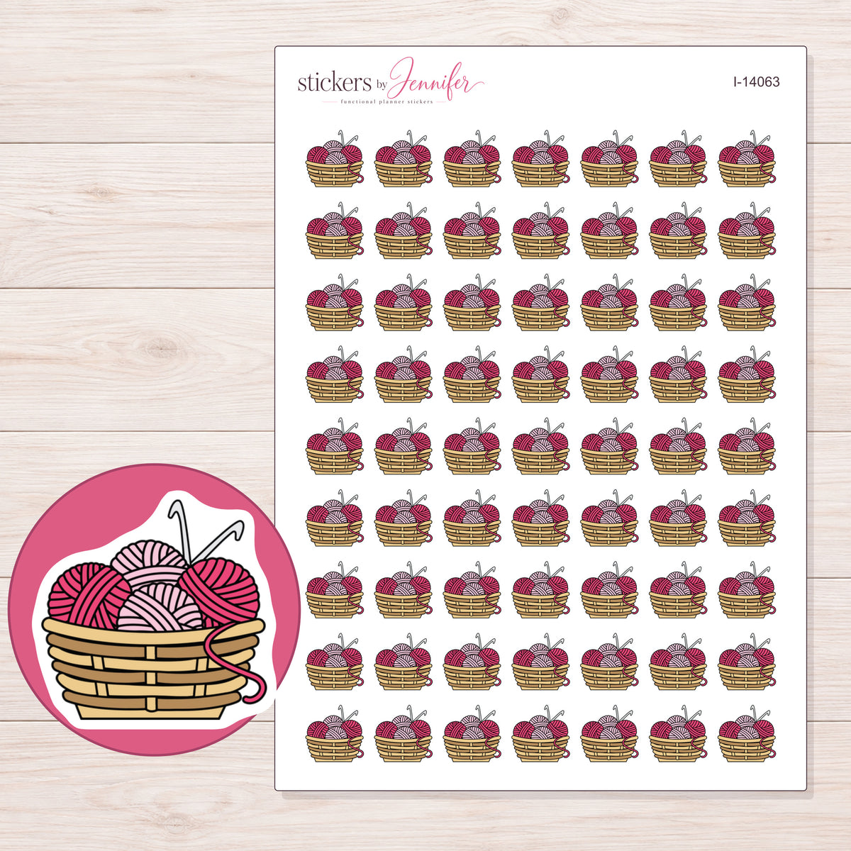 I-14063 planner sticker sheet with enlarged sticker detail