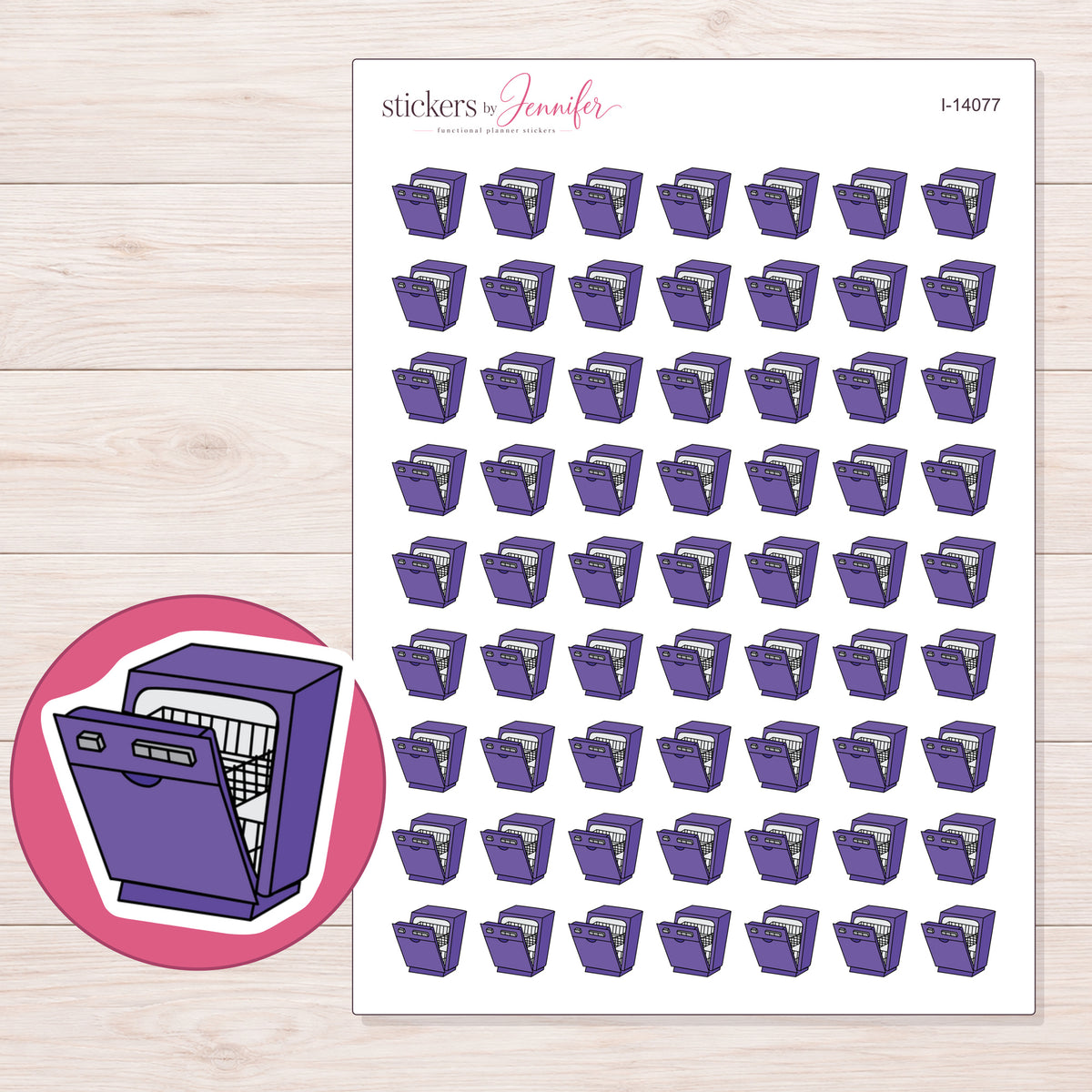 I-14077 planner sticker sheet with enlarged sticker detail