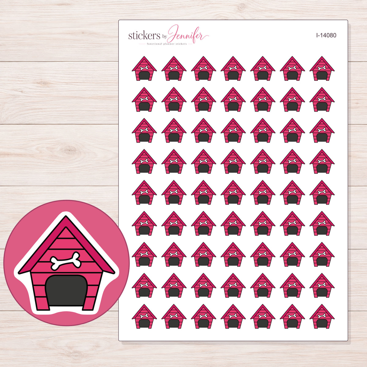 I-14080 planner sticker sheet with enlarged sticker detail