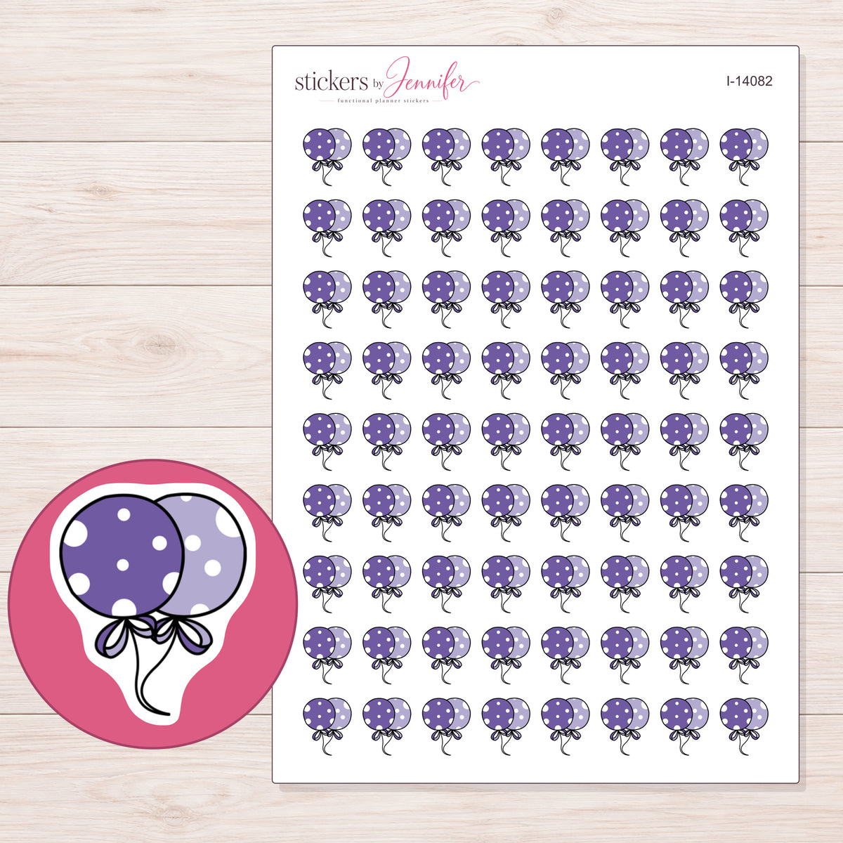 I-14082 planner sticker sheet with enlarged sticker detail