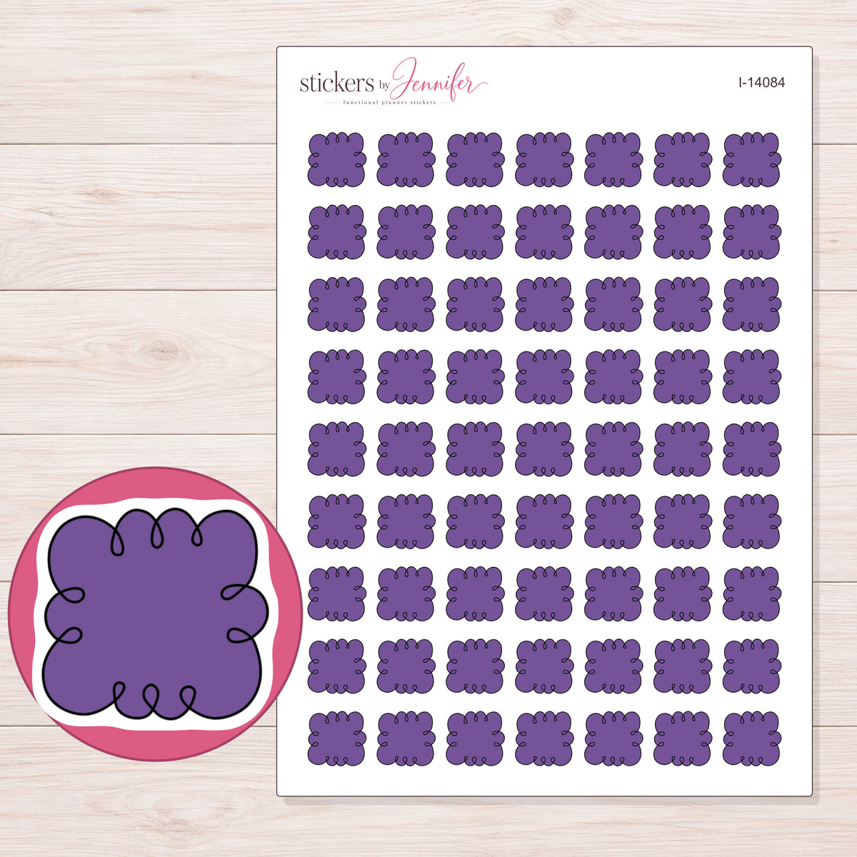 I-14084 planner sticker sheet with enlarged sticker detail