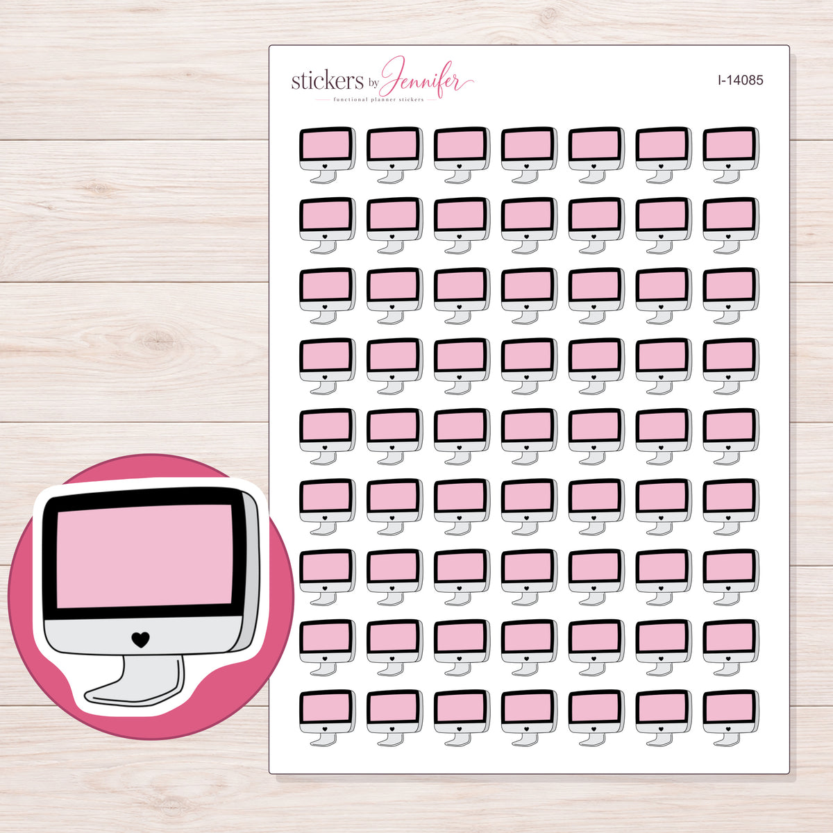 I-14085 planner sticker sheet with enlarged sticker detail
