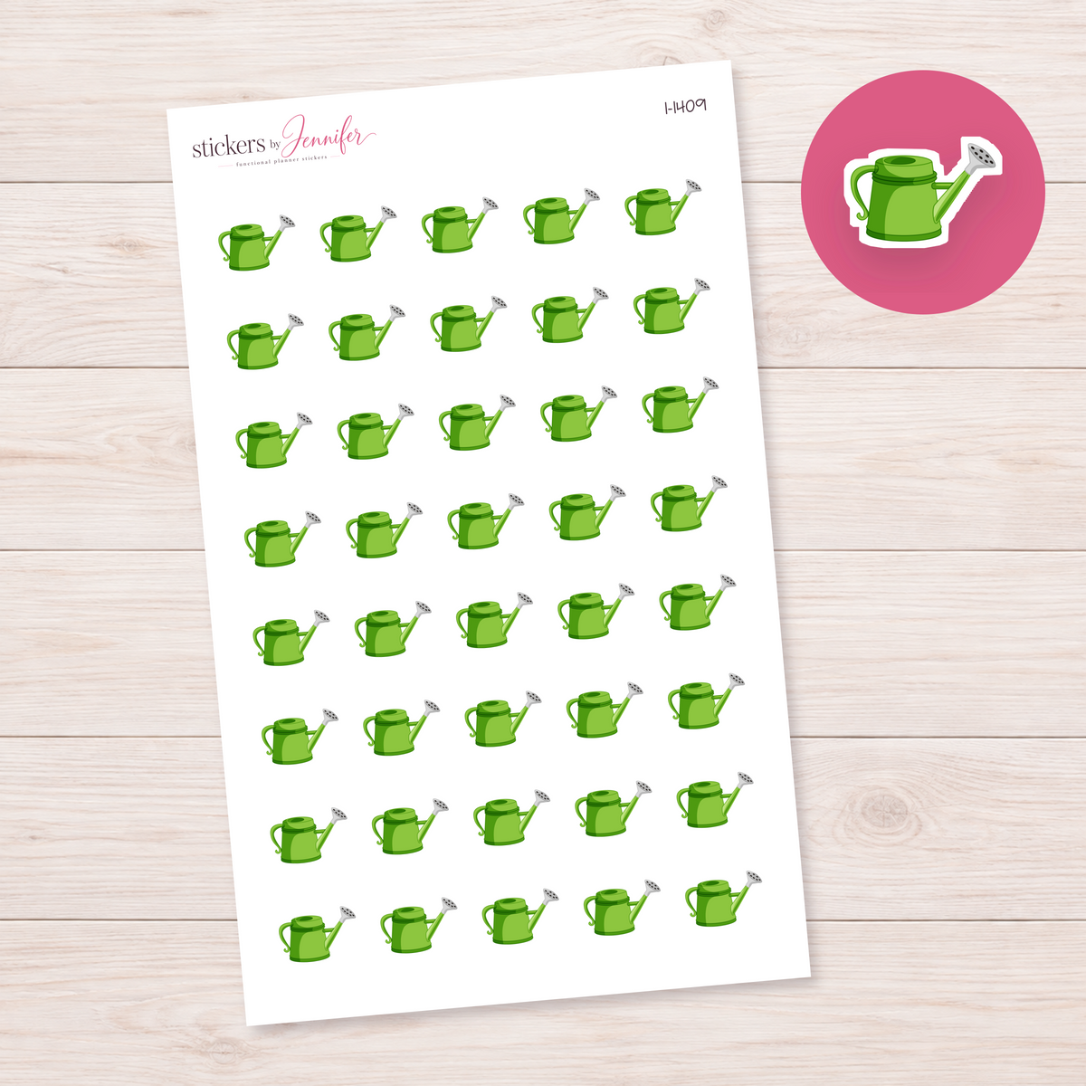 Apple Green Watering Can Planner Stickers | I-1409