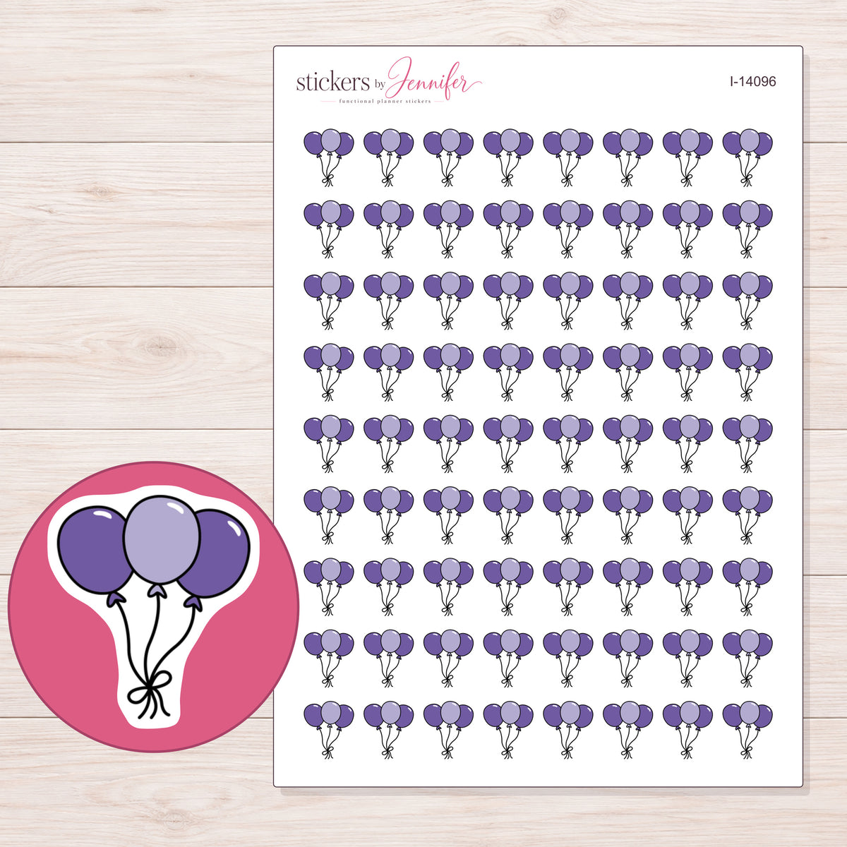 I-14096 planner sticker sheet with enlarged sticker detail