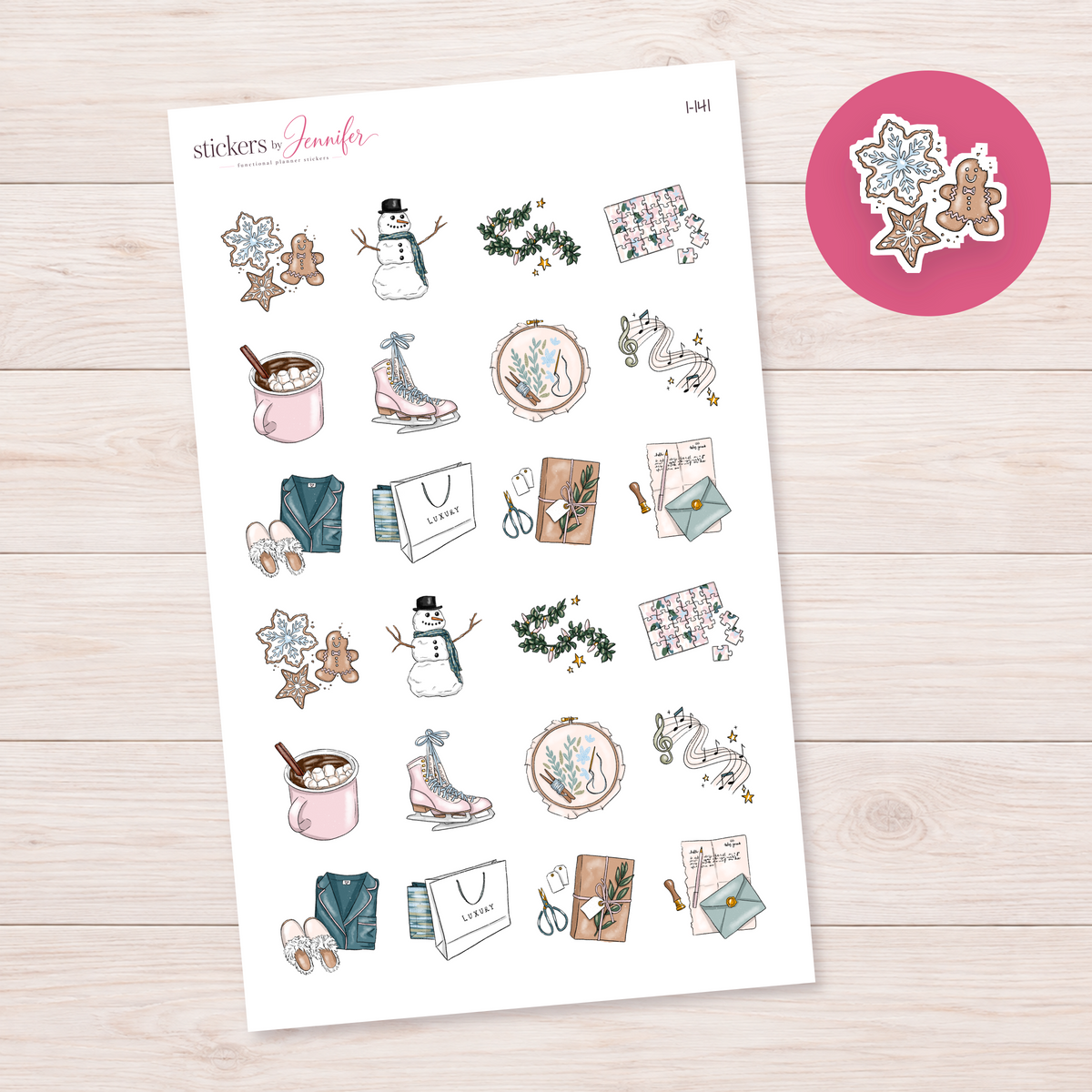 Gingerbread and Snowflake Cookies Planner Stickers | I-141