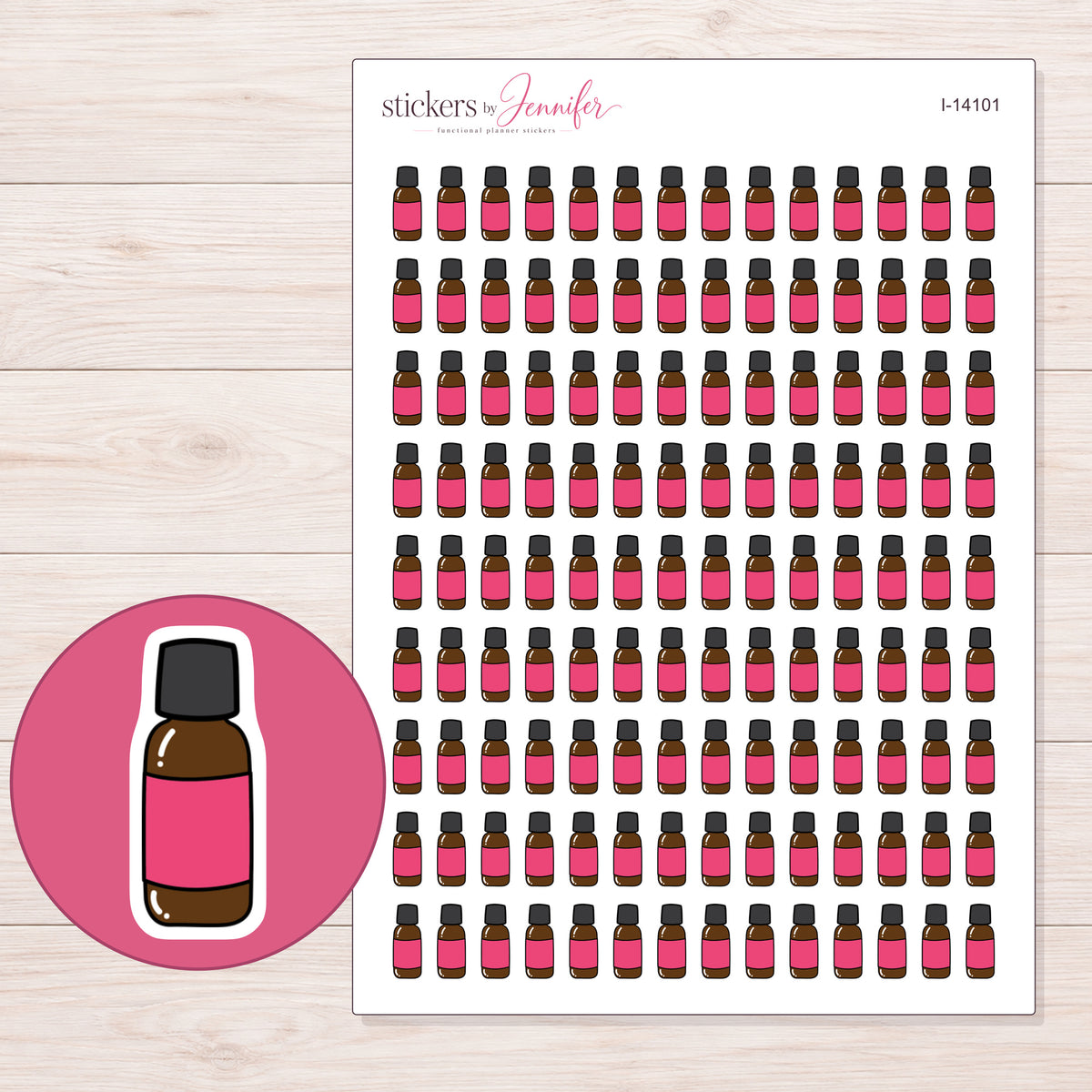 I-14101 planner sticker sheet with enlarged sticker detail