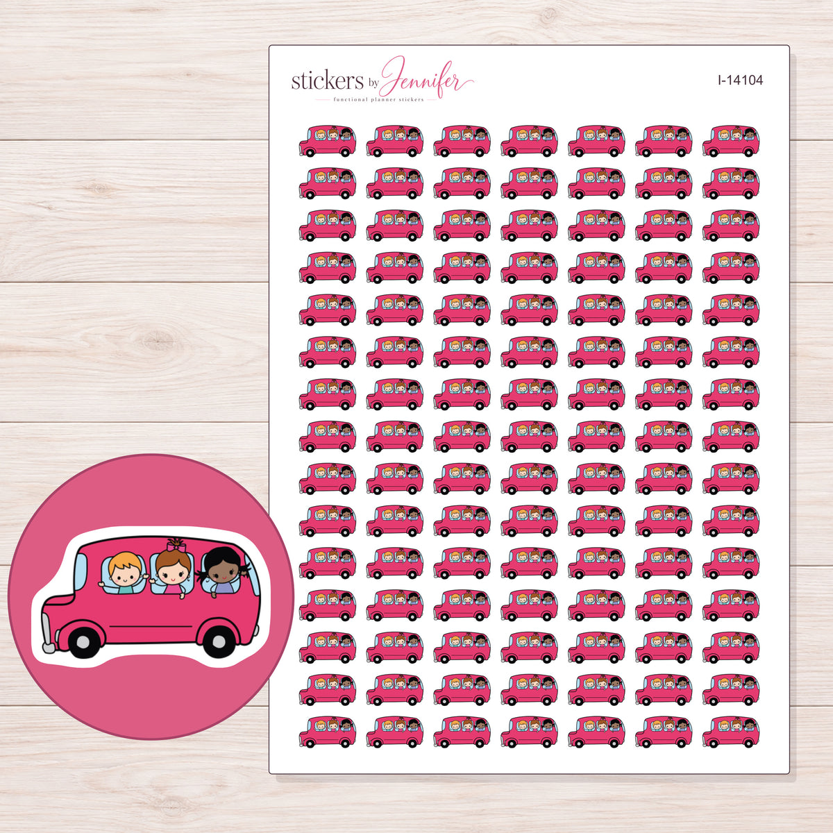 I-14104 planner sticker sheet with enlarged sticker detail