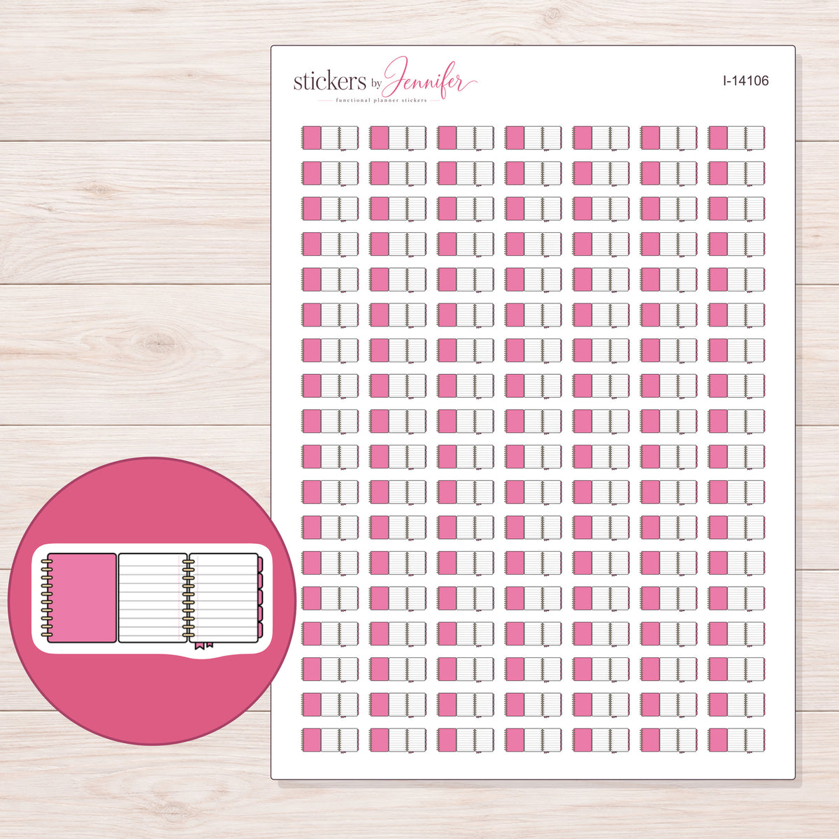 I-14106 planner sticker sheet with enlarged sticker detail