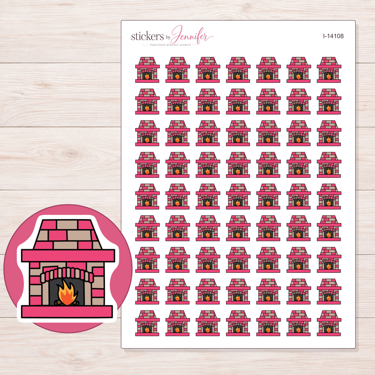 I-14108 planner sticker sheet with enlarged sticker detail