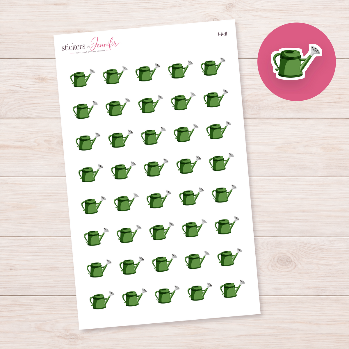 Sage Green Watering Can Planner Stickers | I-1411
