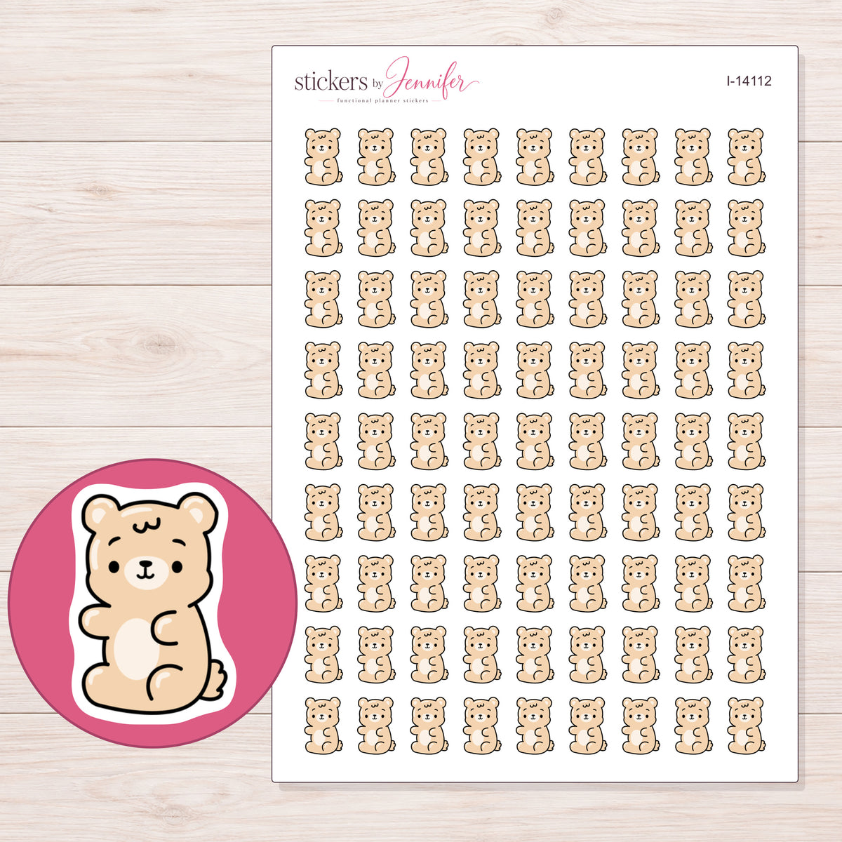 I-14112 planner sticker sheet with enlarged sticker detail