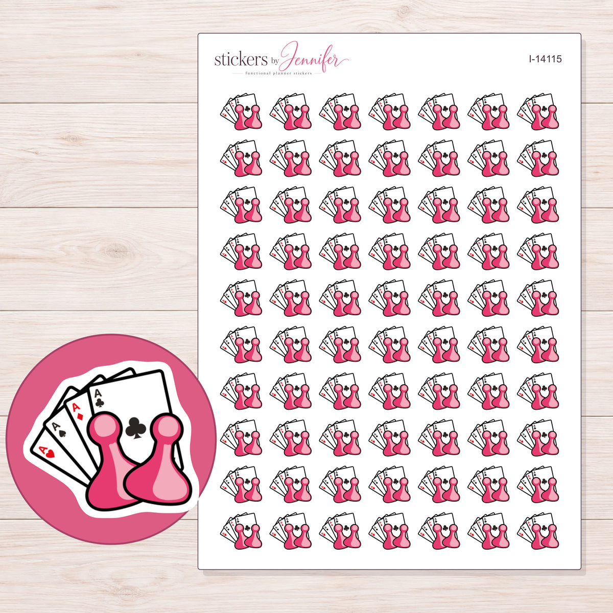 I-14115 planner sticker sheet with enlarged sticker detail