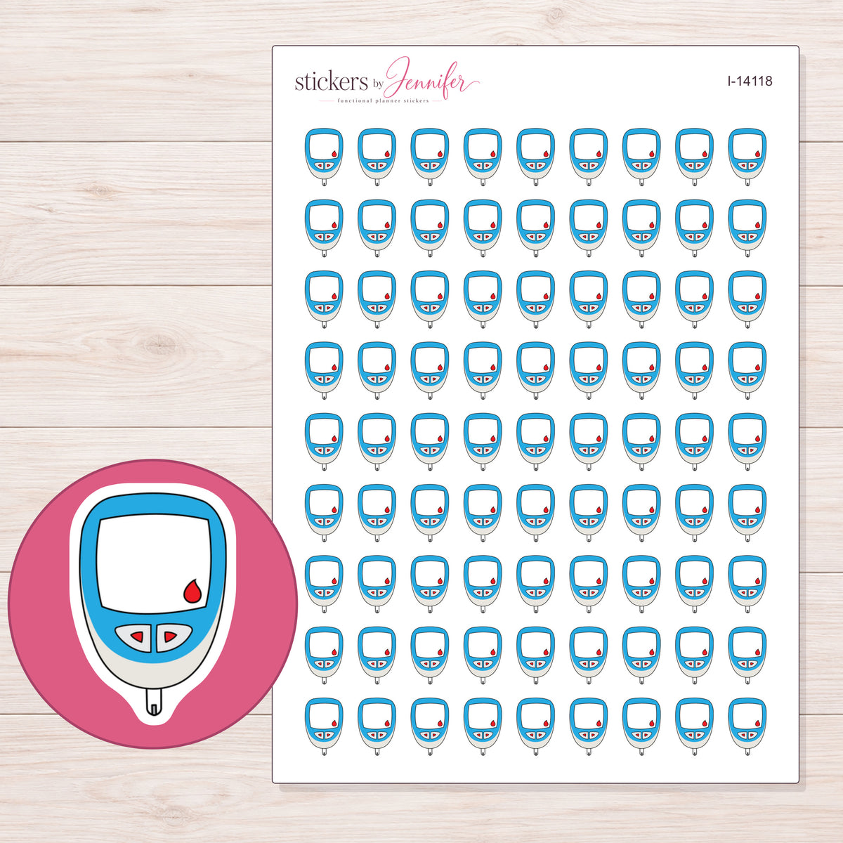 I-14118 planner sticker sheet with enlarged sticker detail