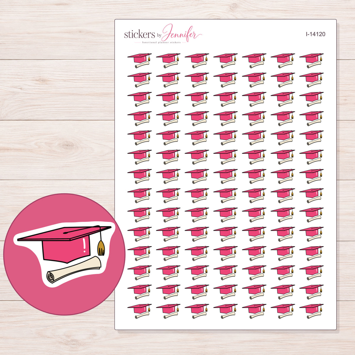 I-14120 planner sticker sheet with enlarged sticker detail
