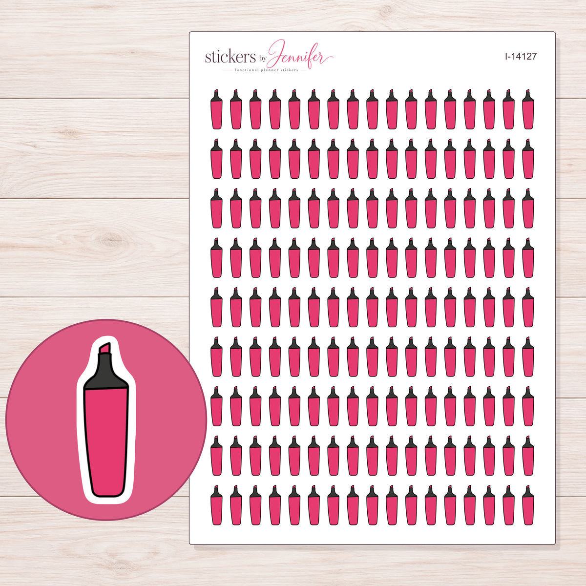 I-14127 planner sticker sheet with enlarged sticker detail