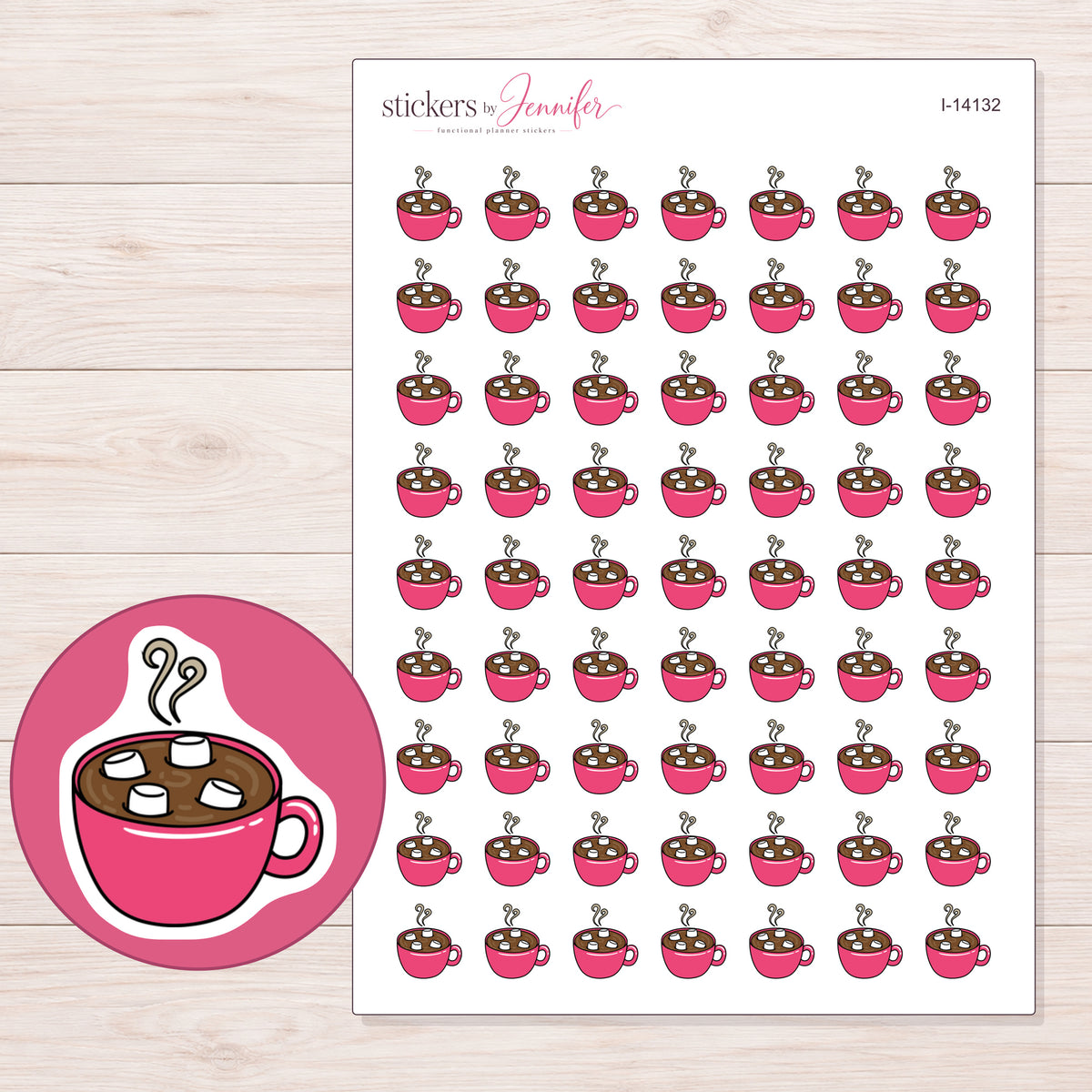 I-14132 planner sticker sheet with enlarged sticker detail