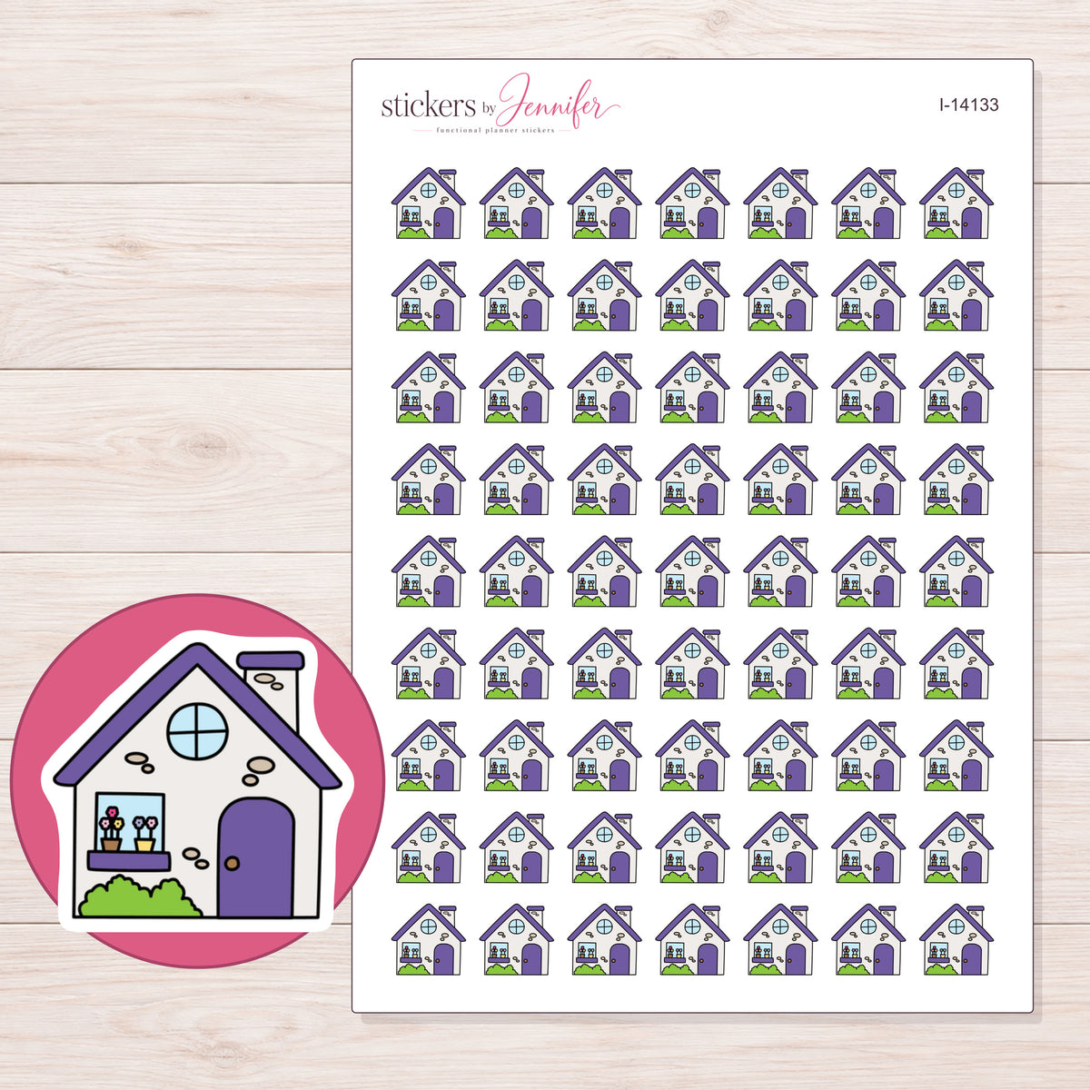I-14133 planner sticker sheet with enlarged sticker detail