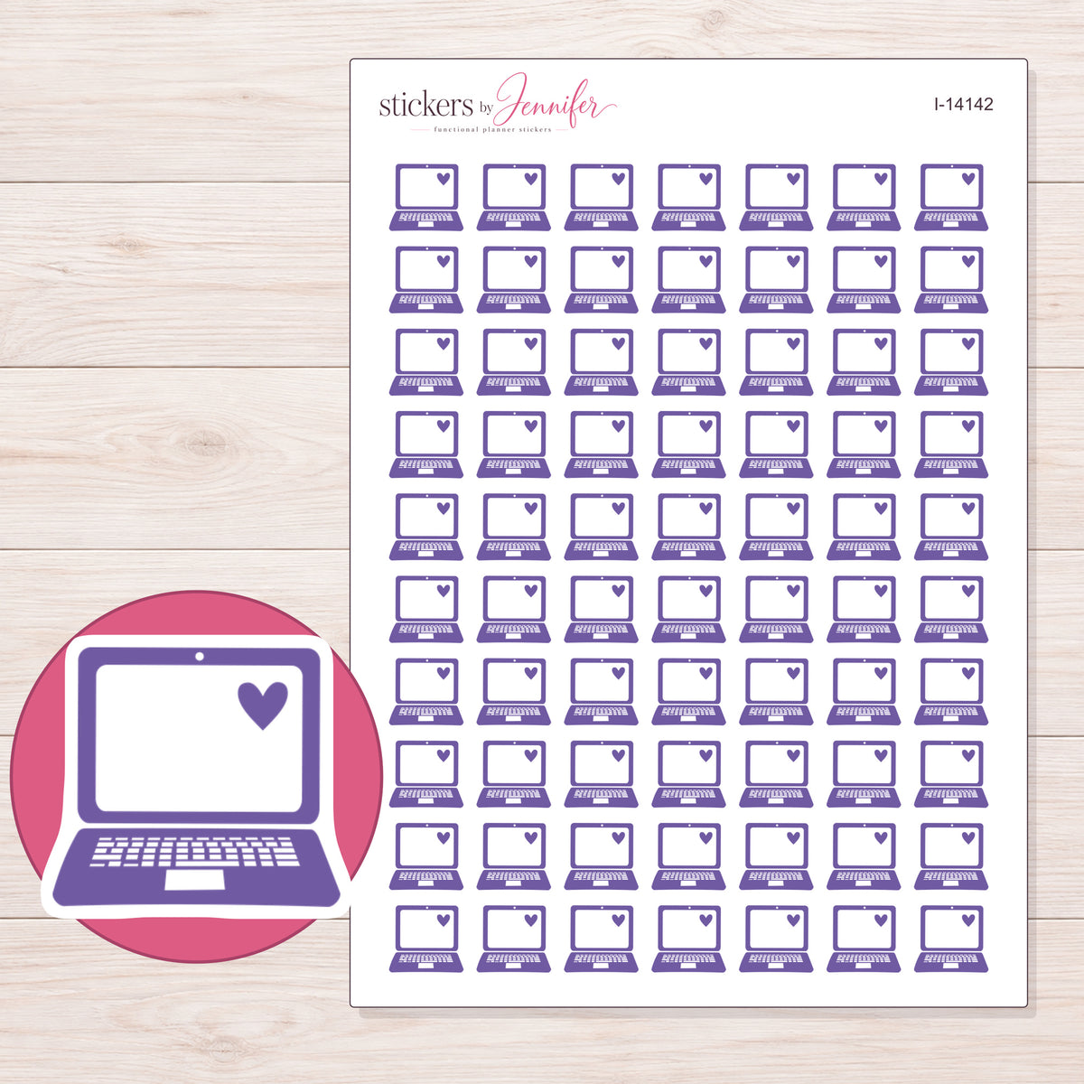 I-14142 planner sticker sheet with enlarged sticker detail