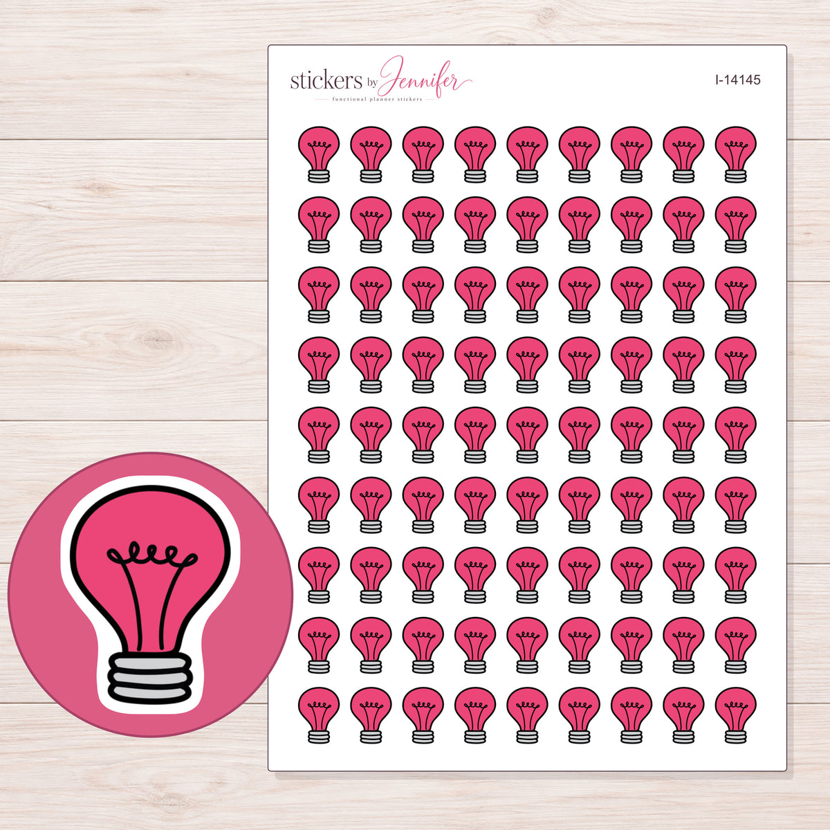 I-14145 planner sticker sheet with enlarged sticker detail