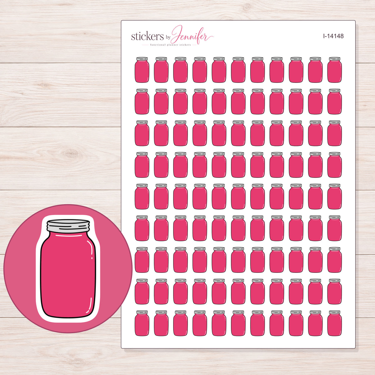 I-14148 planner sticker sheet with enlarged sticker detail